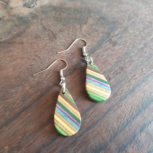 Teardrop Elegant Recycled Skateboard Dangle Earrings-2