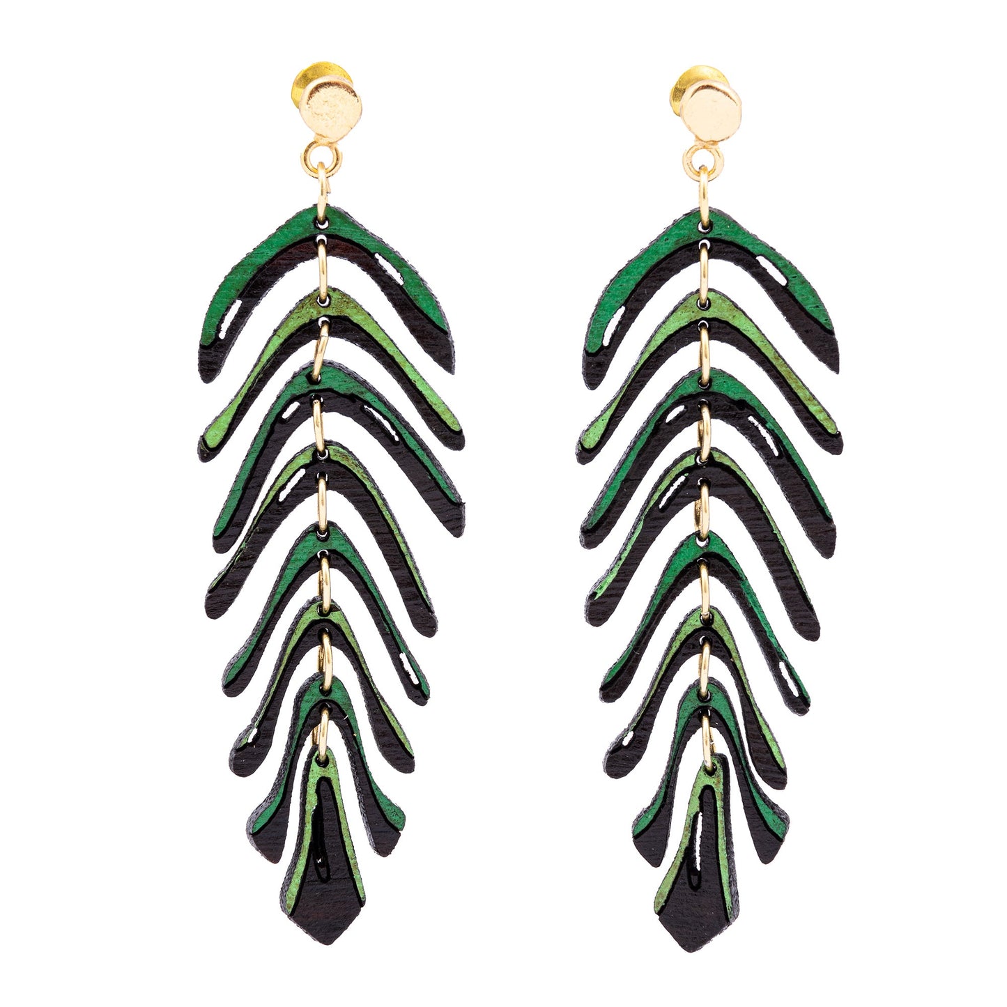 Areca Palm Leaf Reclaimed Rosewood Dangle Earrings-1