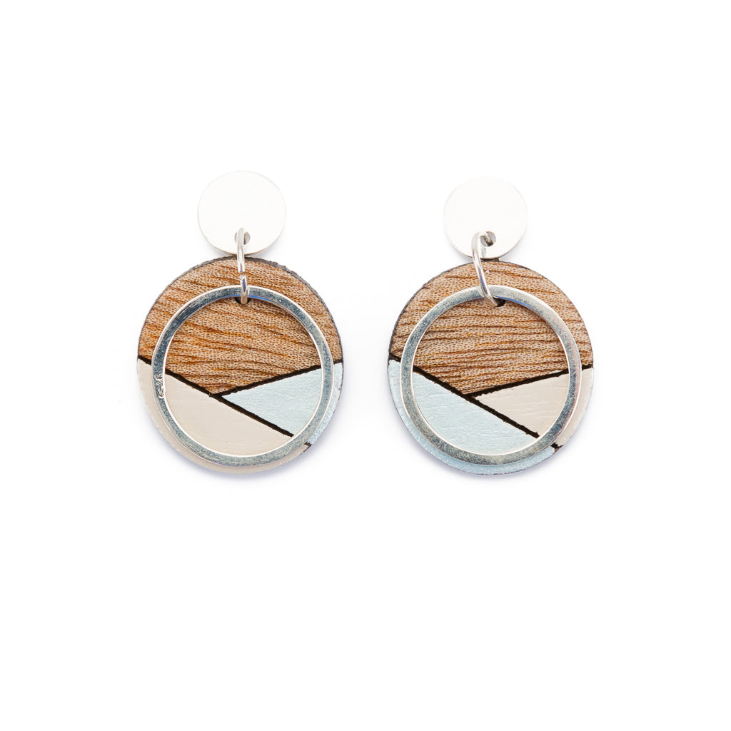 Conture Recycled Wood Silver Earrings (6 colours available)-1