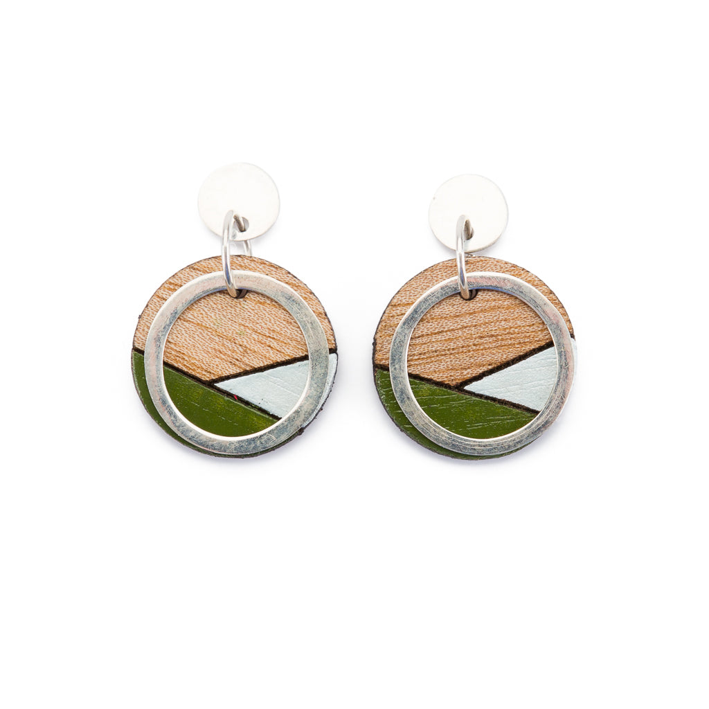 Conture Recycled Wood Silver Earrings (6 colours available)-5