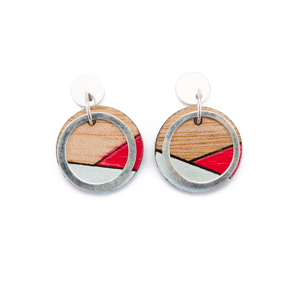 Conture Recycled Wood Silver Earrings (6 colours available)-6