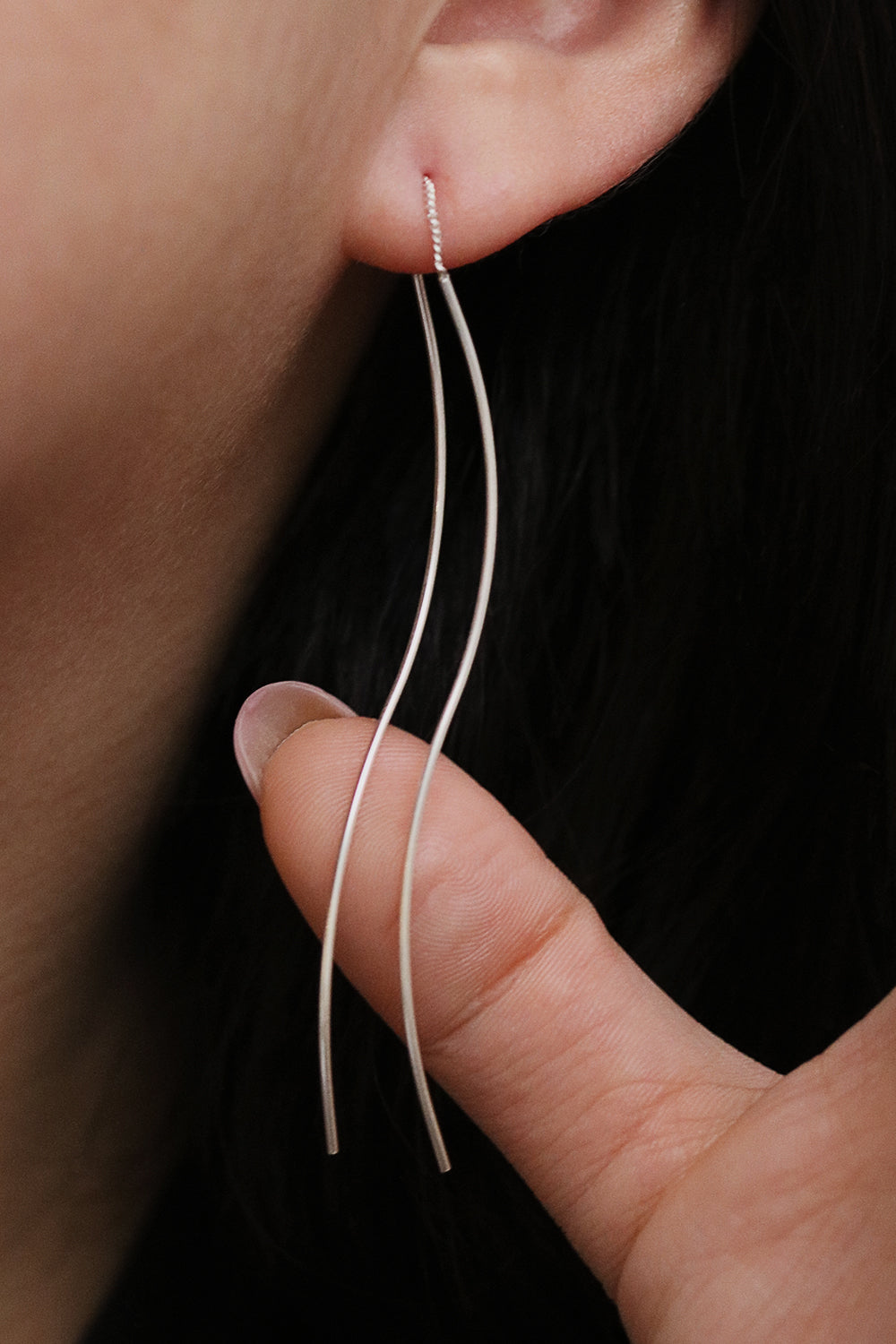 Flow drop long threader earrings-2