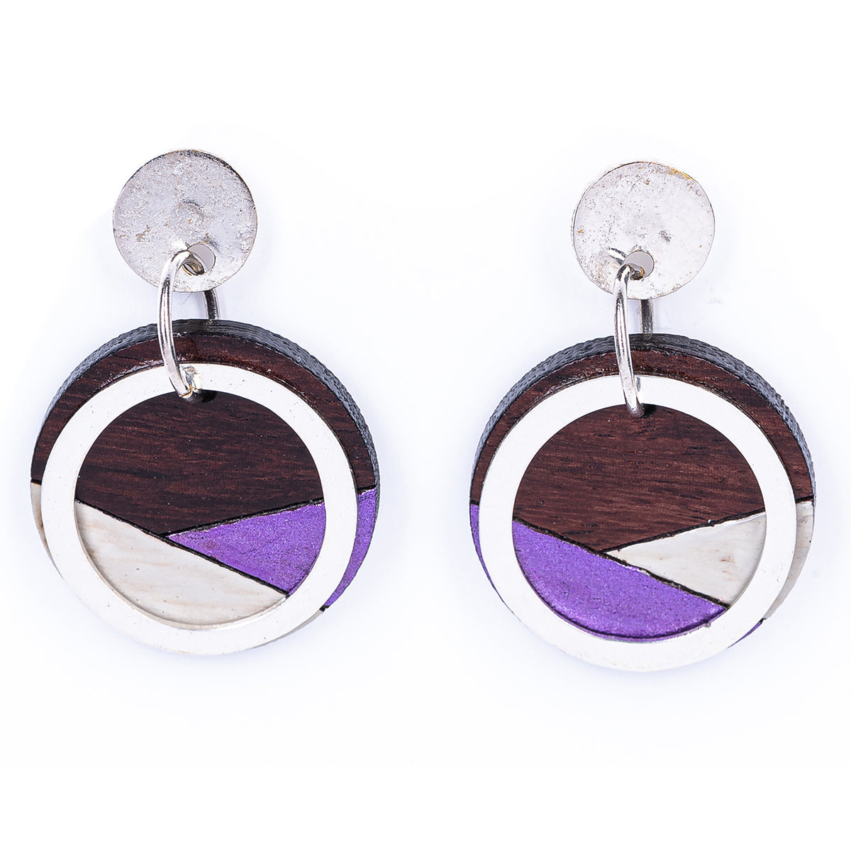 Conture Recycled Wood Silver Earrings (6 colours available)-7