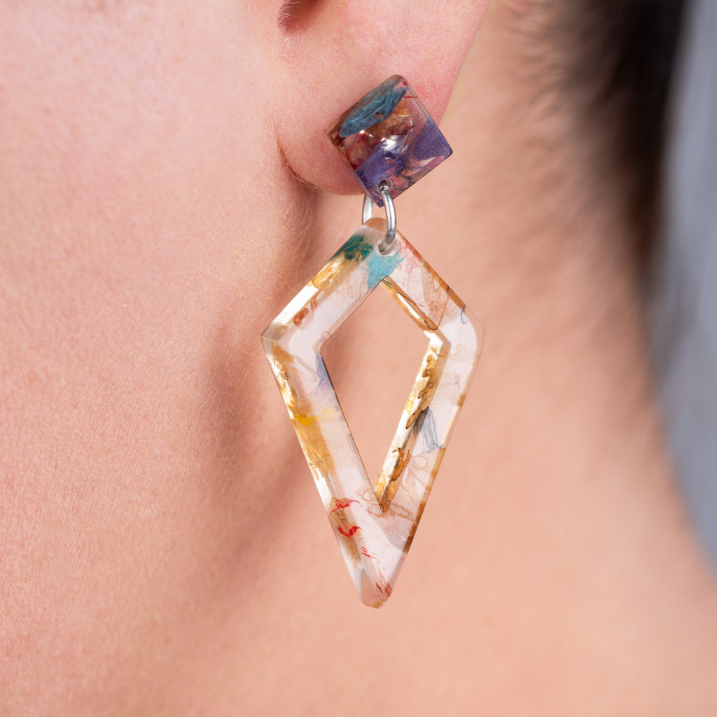 Trixie Statement Recycled Skateboard & Resin Earrings-2