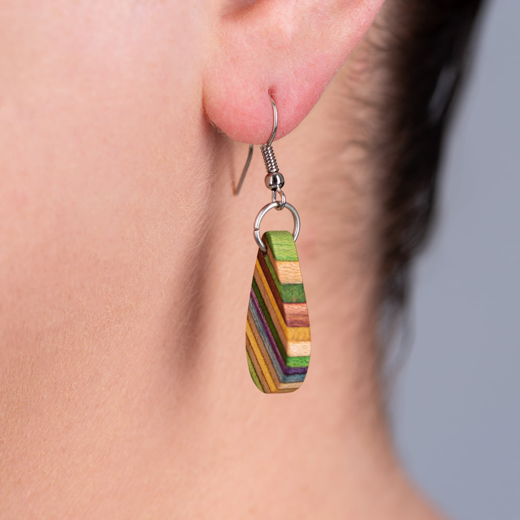Teardrop Elegant Recycled Skateboard Dangle Earrings-0