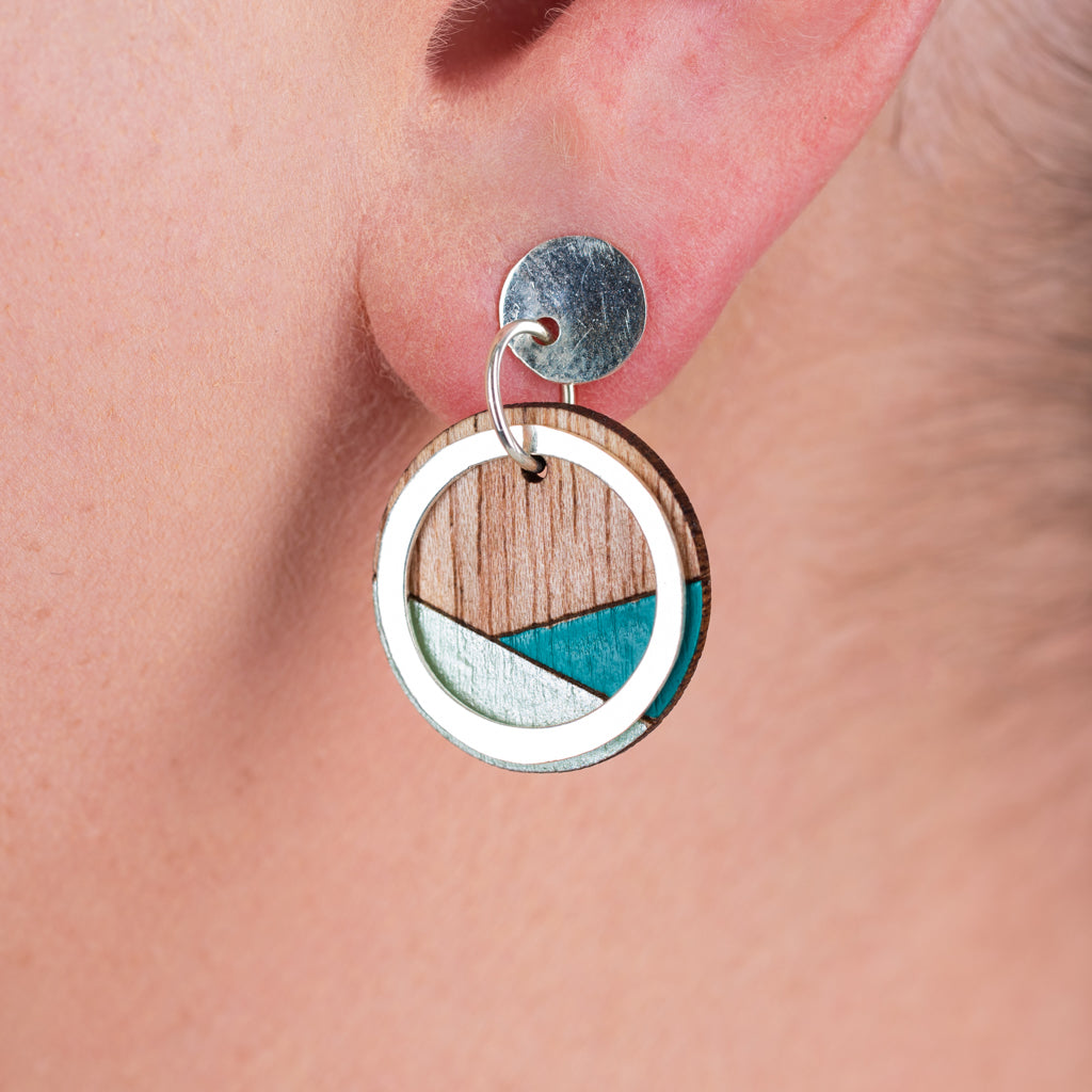 Conture Recycled Wood Silver Earrings (6 colours available)-2