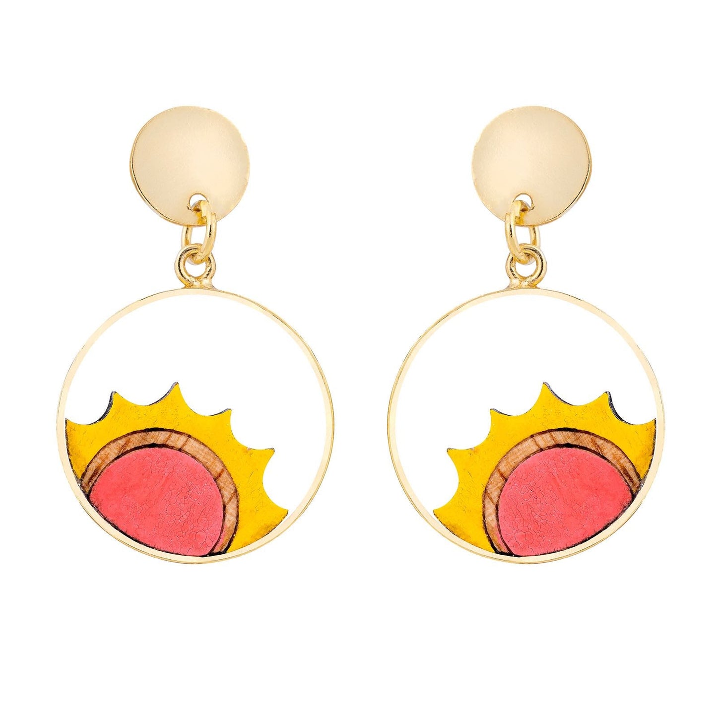 Sunshine Eco-friendly Recycled Wood Gold Earrings-1