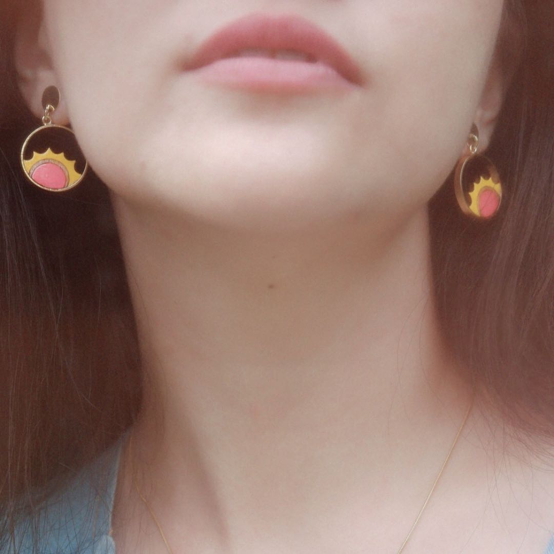 Sunshine Eco-friendly Recycled Wood Gold Earrings-4